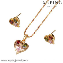 60591-Xuping conjunto de jóias de coração-forma de jóias de ouro chapeado